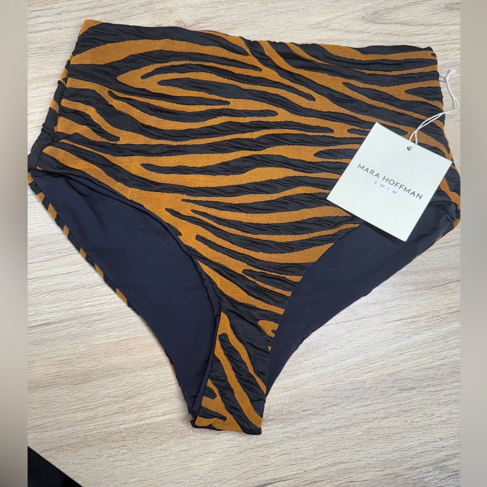 NWT Mara Hoffman Tiger Print High-Waisted Lydia Bikini Bottom